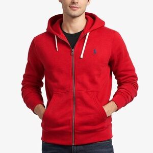 Polo Ralph Lauren Men’s Hoodie Fleece Full Zip Red Size Medium